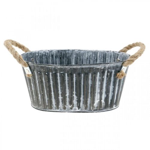 Floristik24 Fém növénytál, virágtál ültetéshez, dekortál fogantyúval L22,5 cm