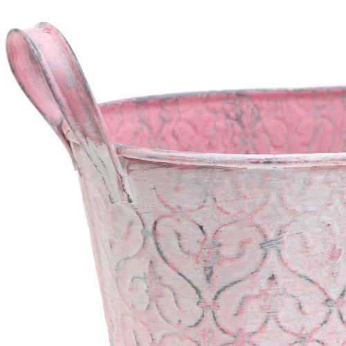 tételeket Cink kádas virágtartó rózsaszín dekorral 25,5cm x 13,5cm H12cm