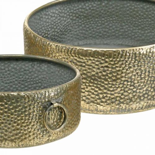 tételeket Dekoratív tál antik megjelenésű fém ültetőgép arany Ø37/31cm 2 db-os készlet