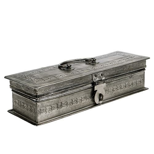 Floristik24 Doboz ezüst négyzet 24cm x 8cm H6cm