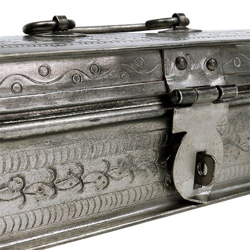 Floristik24 Doboz ezüst négyzet 24cm x 8cm H6cm