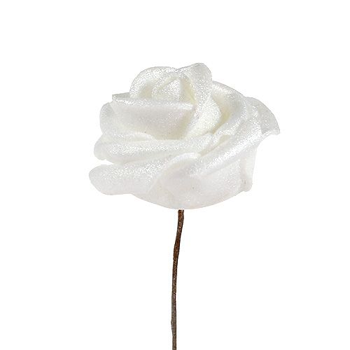 tételeket Hab rózsák fehér gyöngyházzal Ø2,5cm 120db