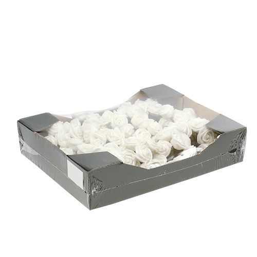 Floristik24 Hab rózsák fehér gyöngyházzal Ø2,5cm 120 db