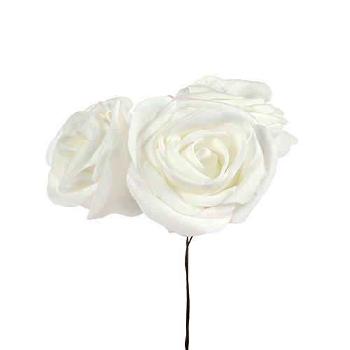 Floristik24 Hab rózsák fehér gyöngyházzal Ø6cm 24db
