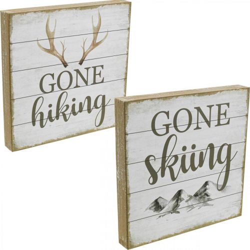 Vintage faldekorációs fa feliratos táblák 20x20cm 2db