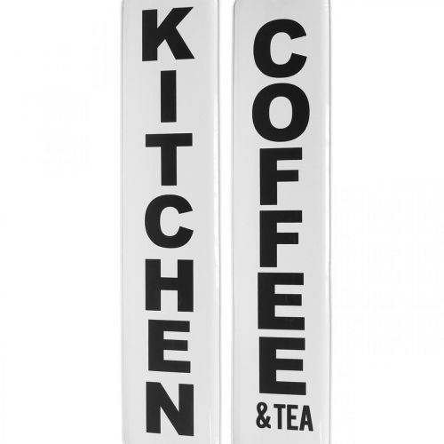 Floristik24 Deco Sign Metal Vintage konyha fekete, fehér 18×80cm 2db-os készlet