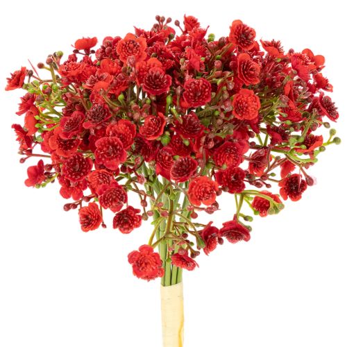 Műlégy, piros, virágdísz csokor, 30 cm, 10 darab