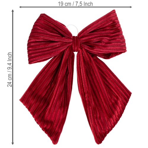 Piros bársony kordbársony masni karácsonyfadíszek felakasztására, 24 cm, 2 darab | Floristik24.hu