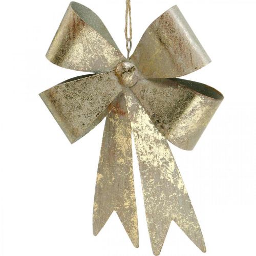 Floristik24 Akasztható masni, karácsonyfadísz, arany fémdísz, antik megjelenés H23cm Szé16cm
