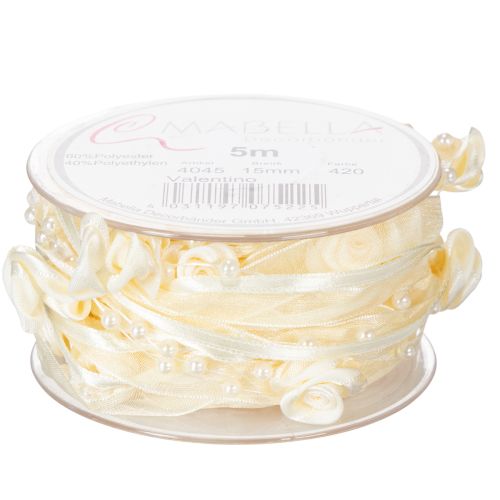 tételeket Valentino krémszínű szalag 15mm 5m