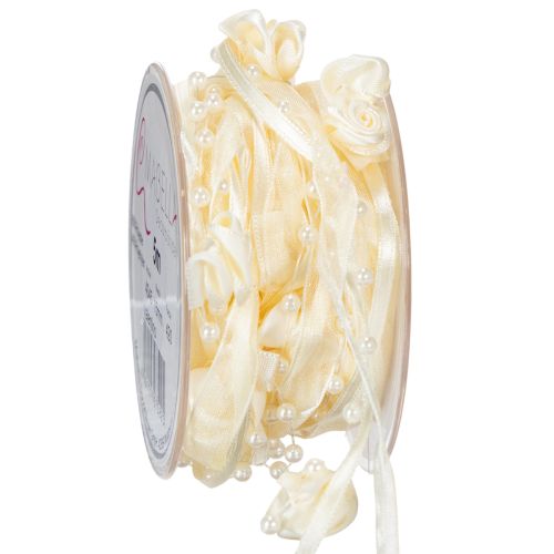 Floristik24 Valentino krémszínű szalag 15mm 5m