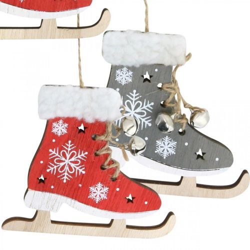 tételeket Pár akasztható korcsolya, téli dekoráció, karácsonyi medál, fa dekoráció piros / szürke L50cm 4db