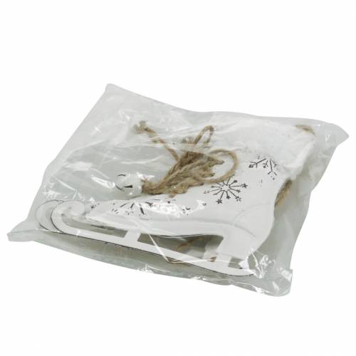 Floristik24 Függesztett jégkorcsolya fehér, ezüst 11 × 10 cm