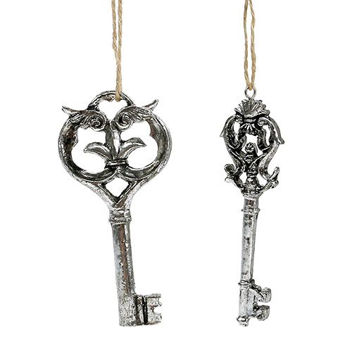 Floristik24 Kulcs ezüst 10 cm-es segg. 6 db