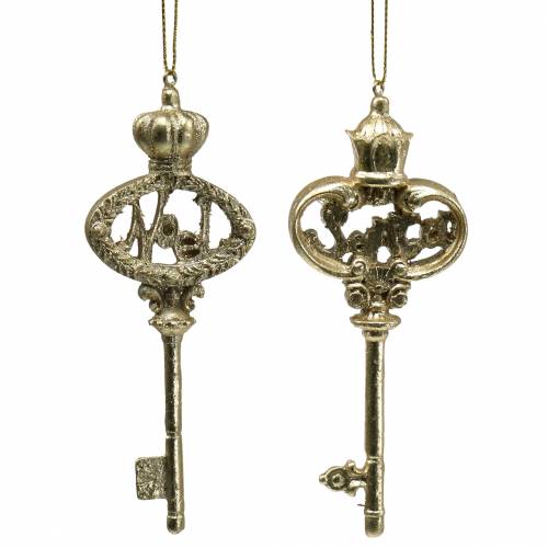 Karácsonyfadísz kulcs csillám arany 13cm 2db