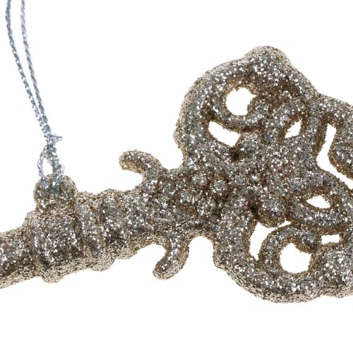 Floristik24 Karácsonyfadíszek kulcspezsgő glitter 14,5cm 12db