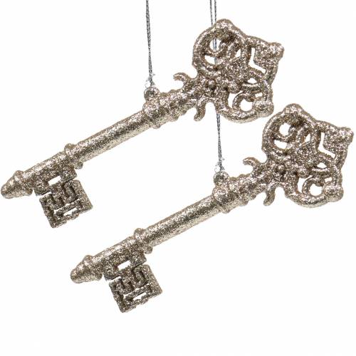 Floristik24 Karácsonyfadíszek kulcspezsgő glitter 14,5cm 12db