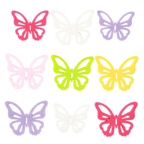 Floristik24 Színes filc pillangók – Tavaszi díszlepkék 6 szín 4cm 72 db