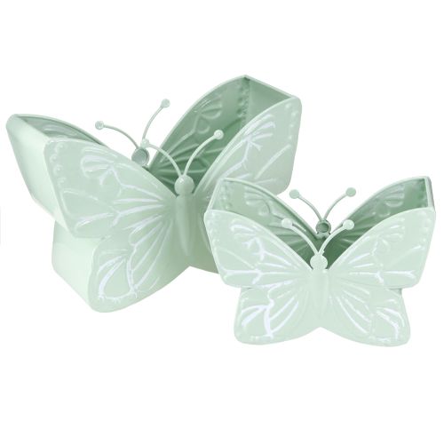 Floristik24 Butterfly fém virágcserép zöld 22,5/30 cm 2db-os készlet