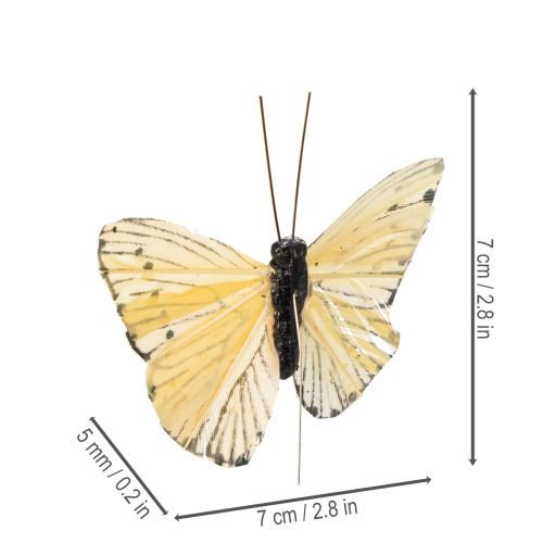 tételeket Dekoratív pillangók dróttal, színes asztaldíszekhez, 7 cm, 12 darab