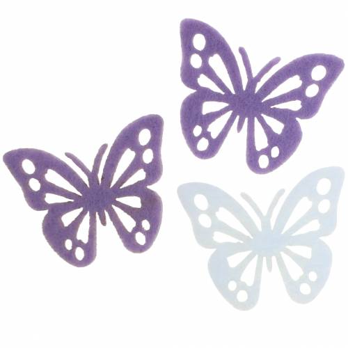 tételeket Pillangós filc asztaldísz lila fehér válogatott 3,5x4,5cm 54 db