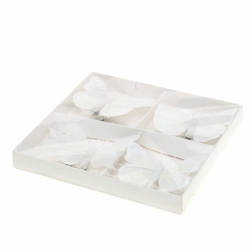 Floristik24 Toll pillangó klipszes fehér 7-8cm 8 db