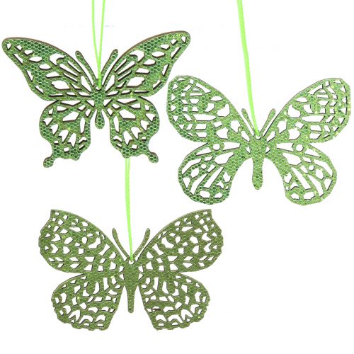 Floristik24 Dekor akasztó pillangó zöld glitter8cm 12db