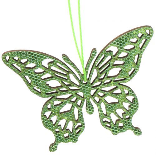 tételeket Dekor akasztó pillangó zöld glitter8cm 12db