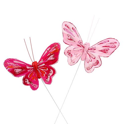 Pillangó 9,5cm rózsaszín 12db