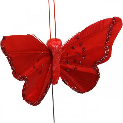 tételeket Tavaszi, tollas pillangók csillámmal, deko pillangó piros, narancssárga, rózsaszín, ibolya 4×6,5cm 24db