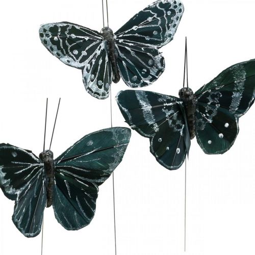 tételeket Tolllepkék fekete-fehér, pillangók dróton, műmoly 5,5×9cm 12db
