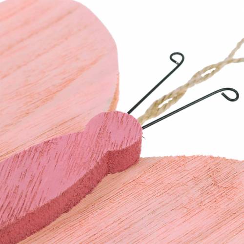 Floristik24 Pillangó akasztható fa rózsaszín 13cm x 22cm 2db