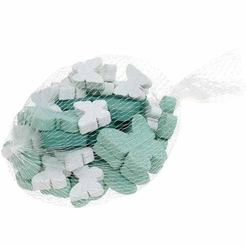 Floristik24 Pillangók szóráshoz zöld, menta, fehér fa szóródísz 29 db