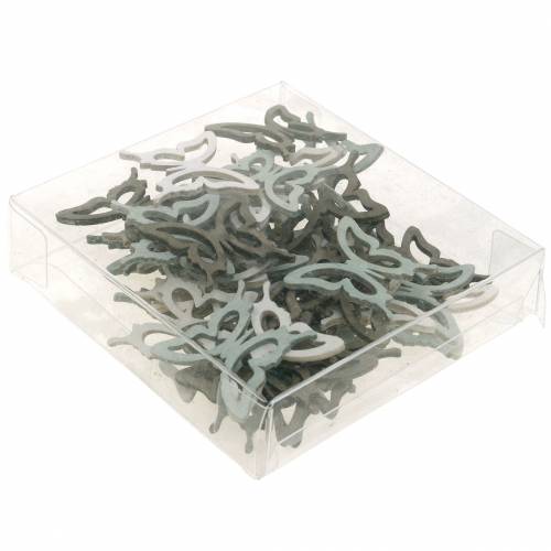 Floristik24 Pillangó 4cm szórt dekoráció fa barna/világosszürke/fehér 72 db