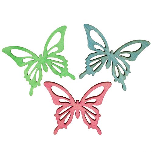 Floristik24 Butterflies Mix Wood Pink, Green, Blue 4cm 72 db