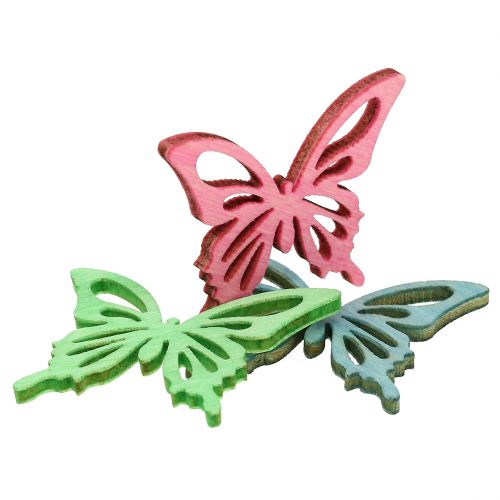 Floristik24 Butterflies Mix Wood Pink, Green, Blue 4cm 72 db