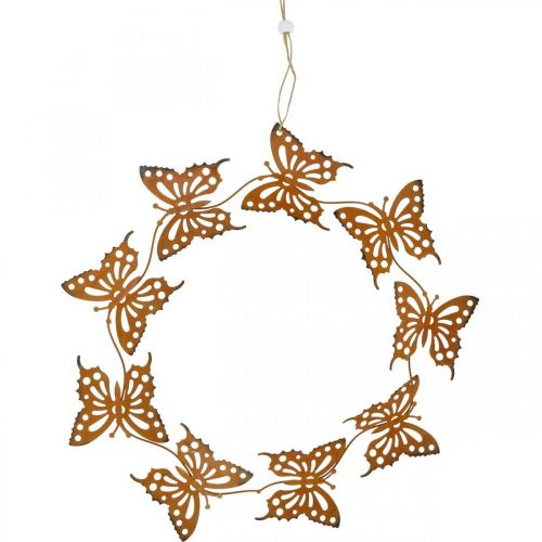 Floristik24 Pillangó dekoráció, akasztható tavaszi dekoráció, koszorúgyűrű, patina Ø30cm 2db