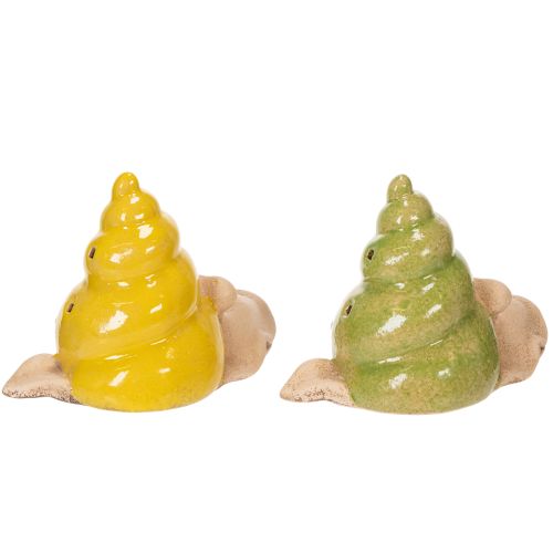 tételeket Kerámia díszcsiga LED világítással. Vidám asztaldísz otthonra és erkélyre. 12 cm, 2 darab.