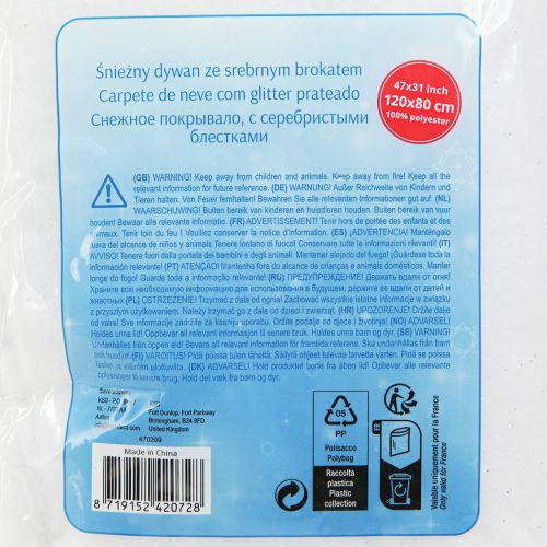 tételeket Hótakaró csillámos hószőnyeg ezüst csillámmal 120×80cm