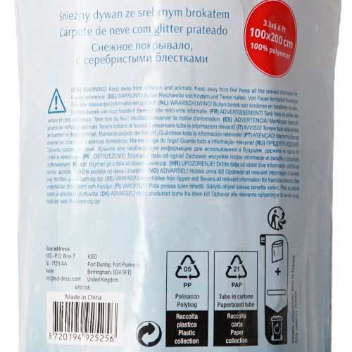 Floristik24 Hótakaró hószőnyeg fehér csillámmal 100×200cm