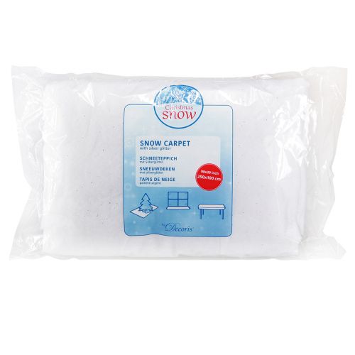 Floristik24 Fehér hótakaró csillogó ezüst színben 250cm x 100cm