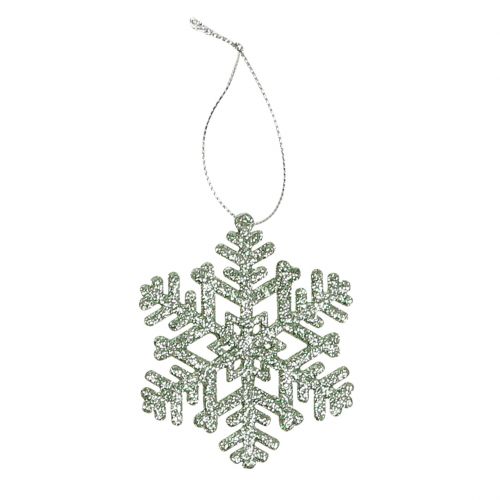 Floristik24 Hópehely Ø8cm menta zöld csillámmal 12db