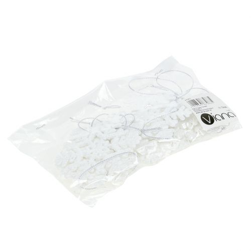 Floristik24 Hópehely Ø8cm fehér csillámmal 12db