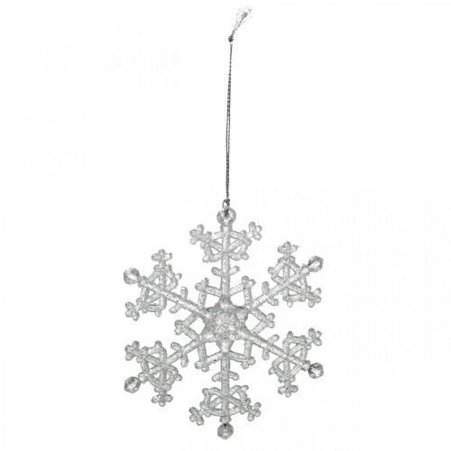 Floristik24 Dekoratív hópehely, téli dekoráció, akasztható jégkristály, karácsonyi H10cm SZ9,5cm műanyag 12db