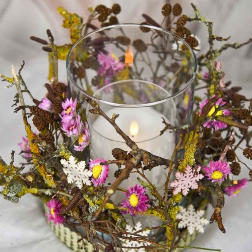 tételeket Hópehely 4cm rózsaszín/fehér csillámmal 72 db