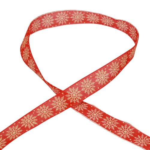 tételeket Karácsonyi szalag ajándék szalag hópelyhek piros 25mm 20m