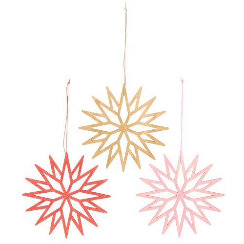 Floristik24 Hópehely dekoráció fa fa díszek narancs 15cm 8 db