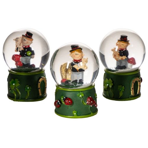 Szerencsehozó hógömb kéményseprő figurával, 4 cm, 3 darab