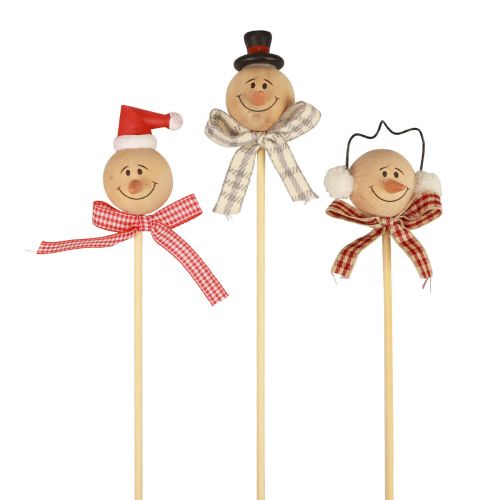 Floristik24 Hóember dekoratív dugó virágdugó natúr fa 5cm 9db