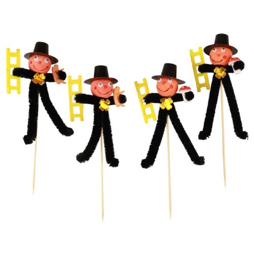 Floristik24 Kéményseprő virágdísz, szilveszteri szerencsehozó talizmán, 17 cm, 24 darab